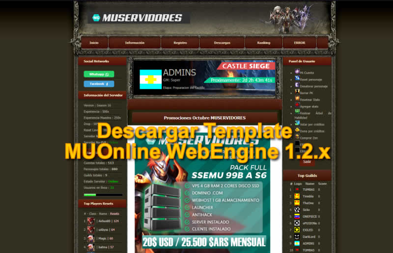 Descargar Template MUOnline WebEngine 1.2.x