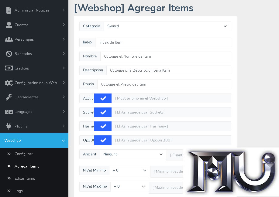 WebShop Automática para MuOnline WebEngine 