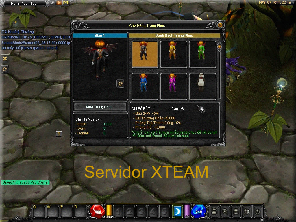 SERVER XTEAM VIETNAM + MAIN 5.2 ANTIHACK + FPS ~160 + HD QUALITY + FULL FEATURE